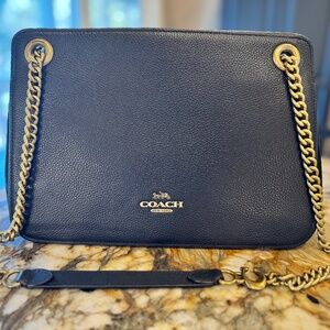 Coach black leather “Bryant” handbag, convertible shoulder bag